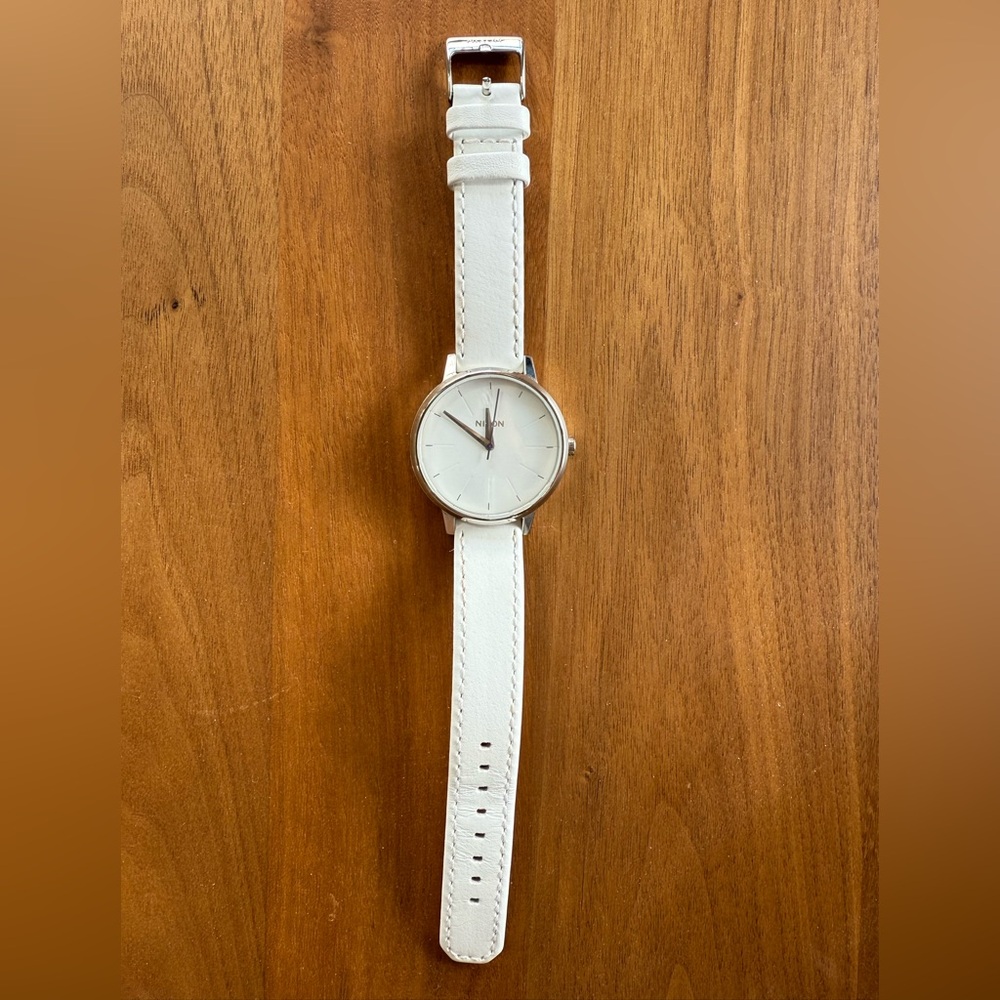 Nixon White Leather Strap Watch